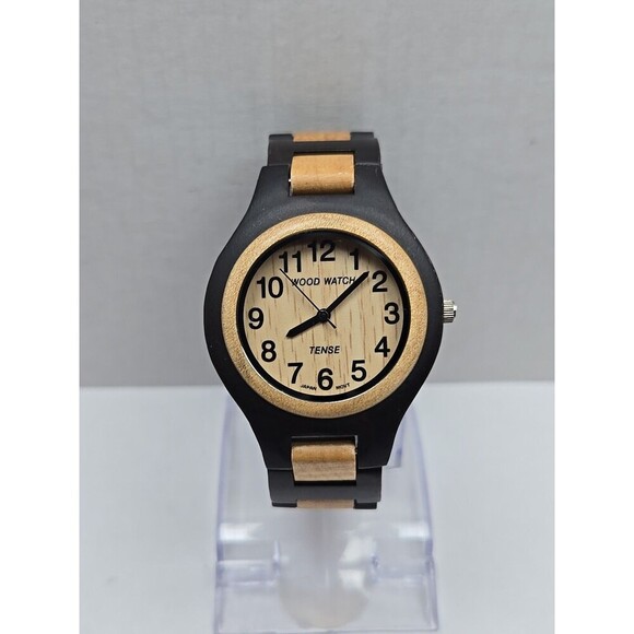 Tense Wood Watch Two Tone Maple Sandalwood Analog Quartz New Battery Womens - Picture 1 of 11